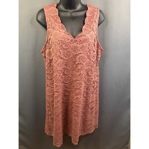 Francesca's Collections Women's Dusty Rose Pink Lace Cut Out Tank Dress Large